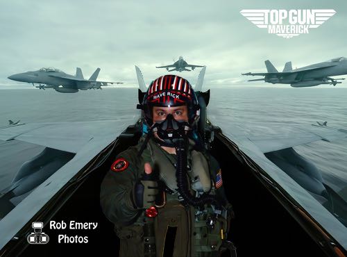 Top Gun Maverick in a jet